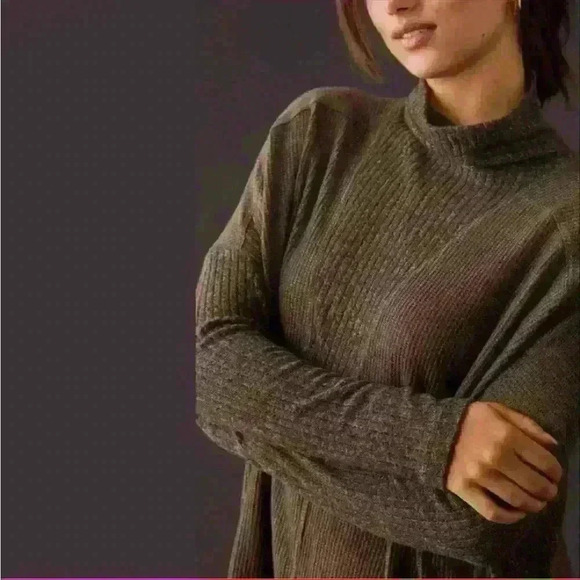 Anthropologie Daily Practice Brown Oversized Side Slit Sweater Tunic Size Small - Picture 2 of 8